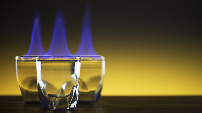 flaming shot glasses