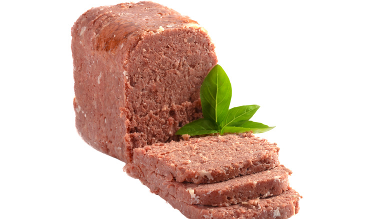Canned corned beef with garnish