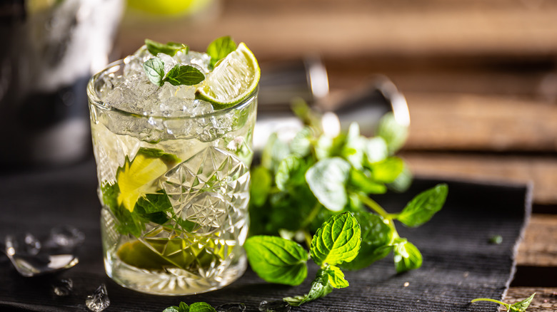 Mojito with limes and ice