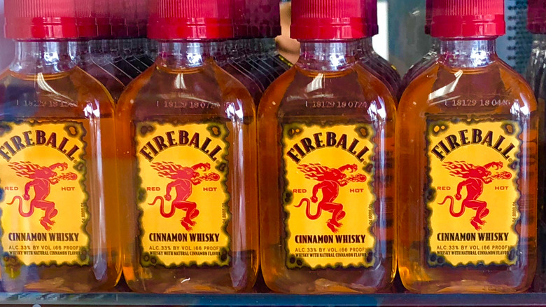 Small Fireball whiskey bottles