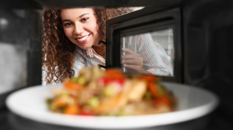 A freezer full of food