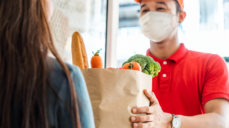 Healthy grocery delivery being received