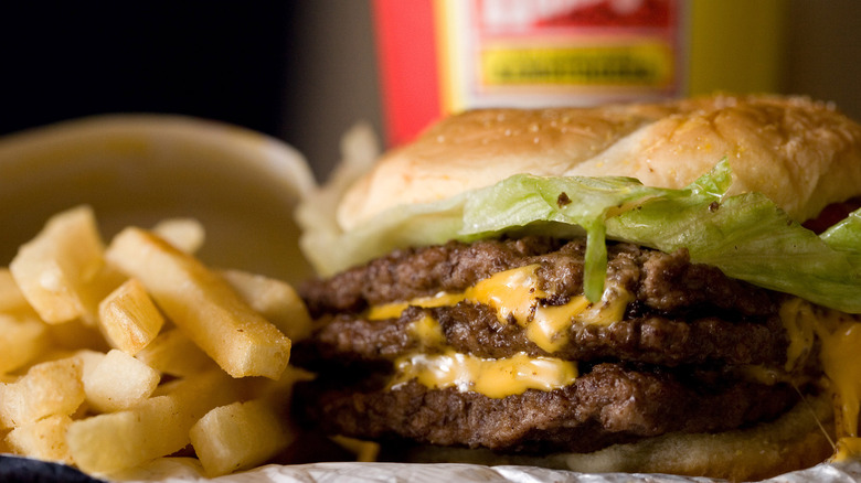 Wendy's cheeseburger with fries