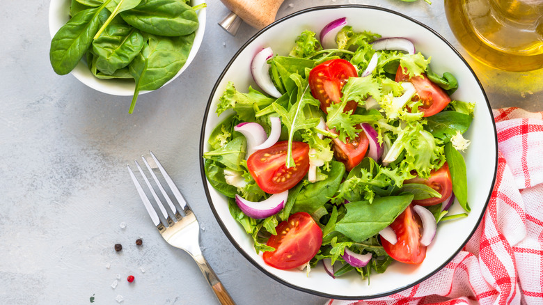 salad in bowl with fork