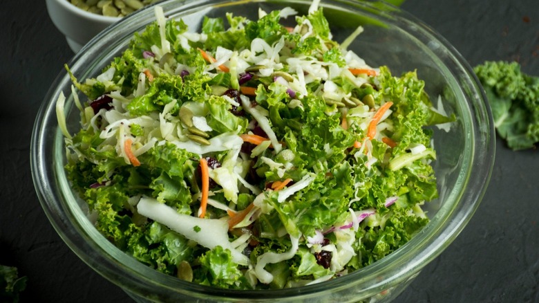 Salad in glass bowl