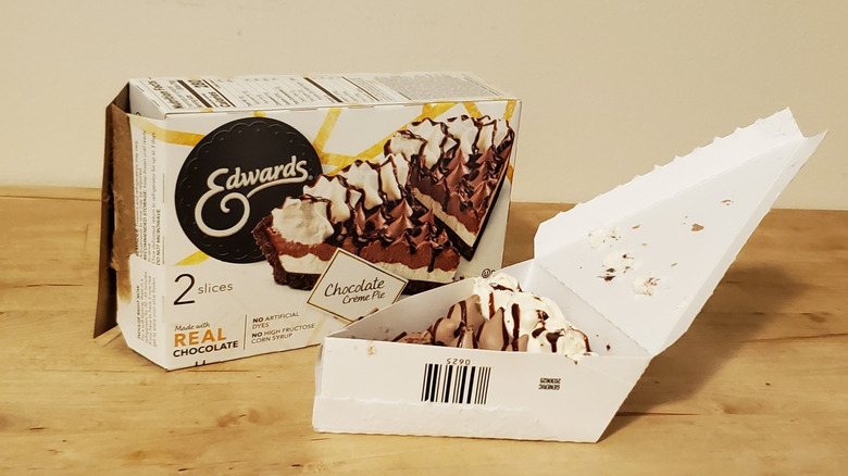 a slice of frozen chocolate cream pie