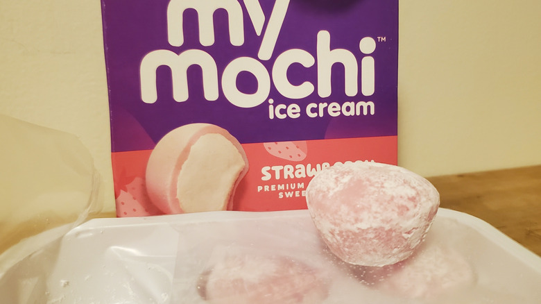 a box of strawberry mochi