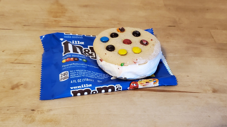 an M&M ice cream cookie sandwich