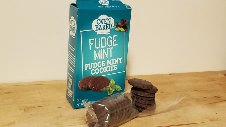 a box of fudge mint cookies