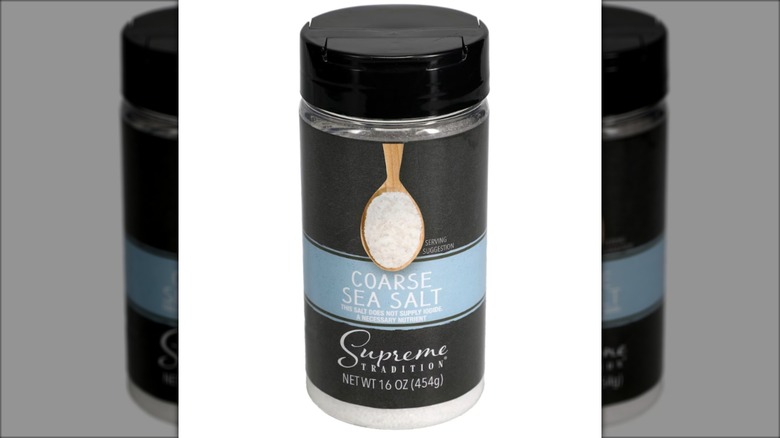 bottle of coarse ground sea salt