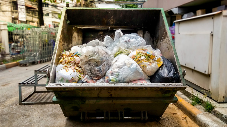 Dumpster filled with garbage
