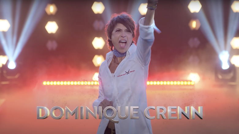 Dominique Crenn wearing Iron Chef coat