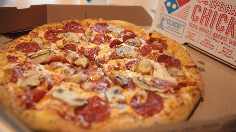 Domino's pepperoni and mushroom pizza