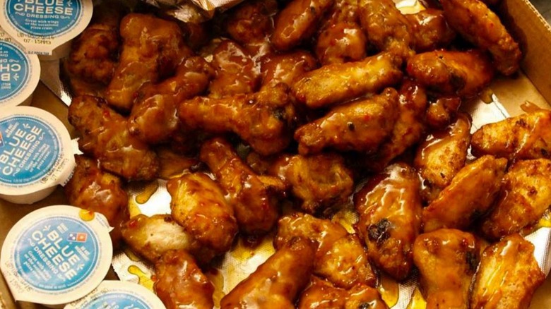 Domino's wings with blue cheese dressing