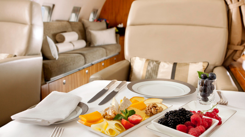 A business-class airline meal