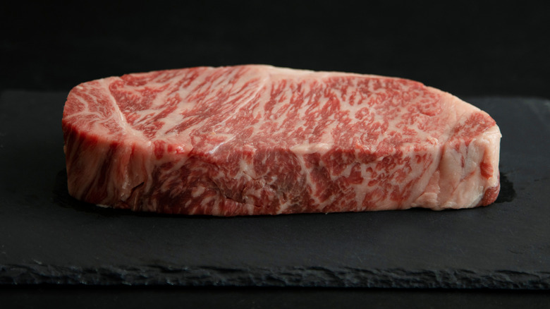 A cut of wagyu beef