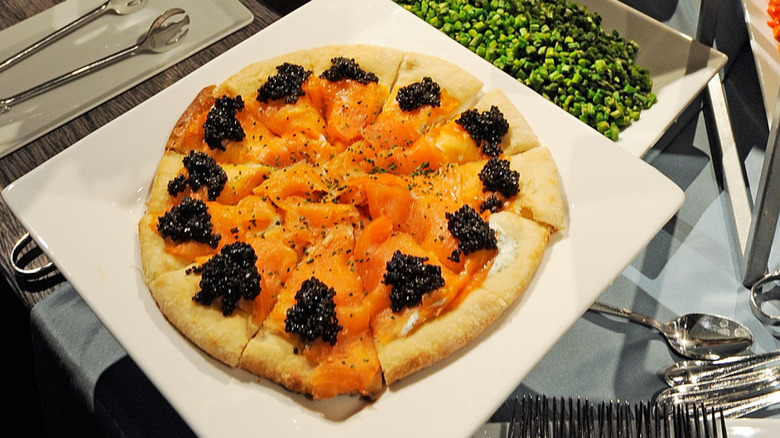 Wolfgang Puck's smoked salmon pizza