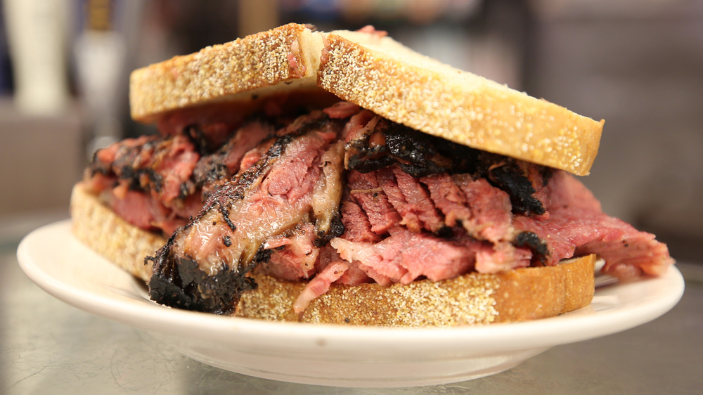 Pastrami sandwich on a plate