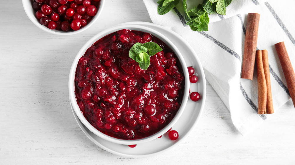 Cranberry sauce in a bowl