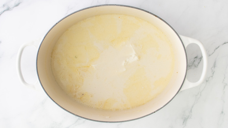 white liquid in a white pot