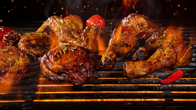 BBQ chicken on grill