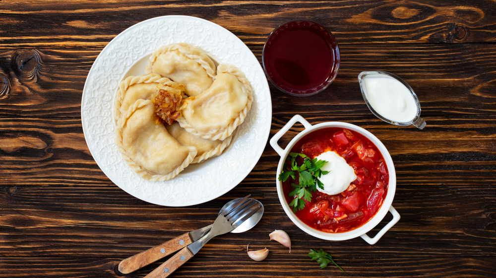 Pierogi and borscht