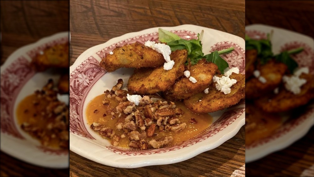 fried green tomatoes with goat cheese