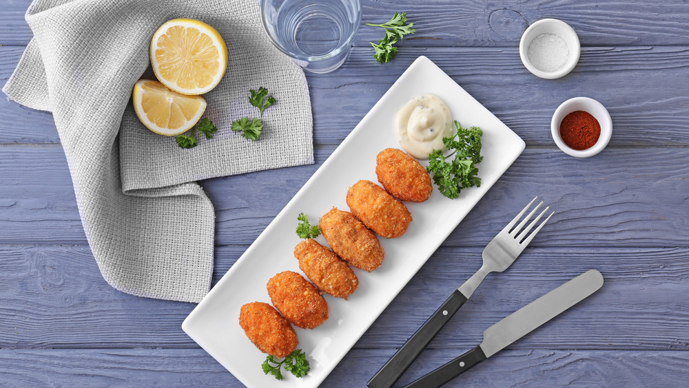 Salmon croquettes on a plate