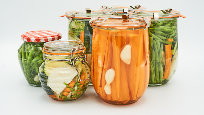 jars of pickled vegetables