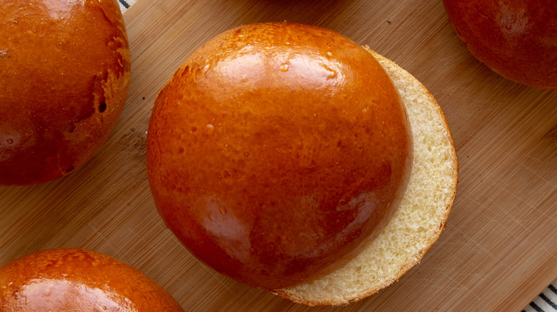 Shiny brioche hamburger bun