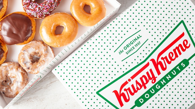 krispy kreme box and donuts