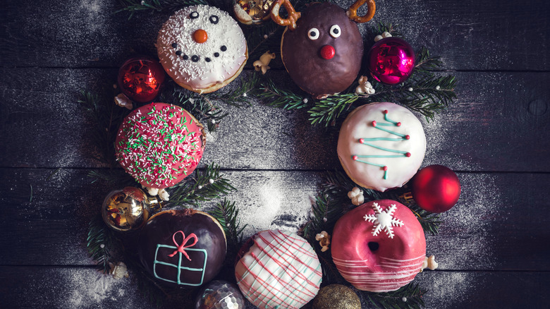 Christmas wreath with donuts