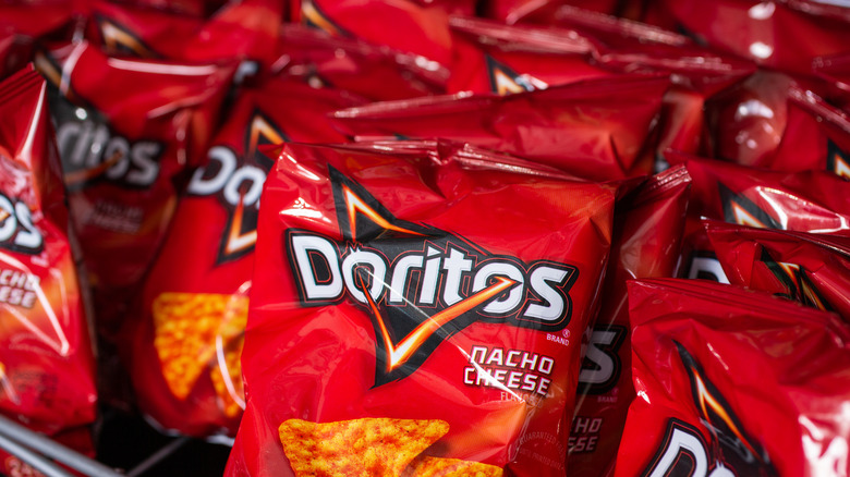 Bags of mini Nacho Cheese doritos 