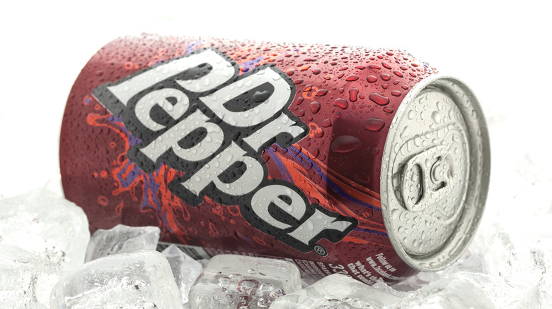 Iced can of Dr Pepper