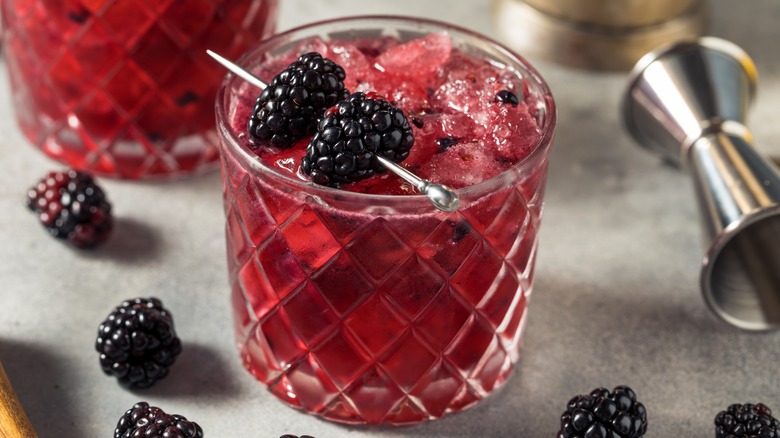 cocktail made with blackberries