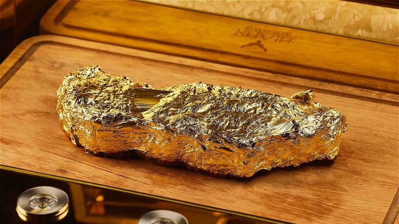 Rhain Dubai gold leaf-covered steak