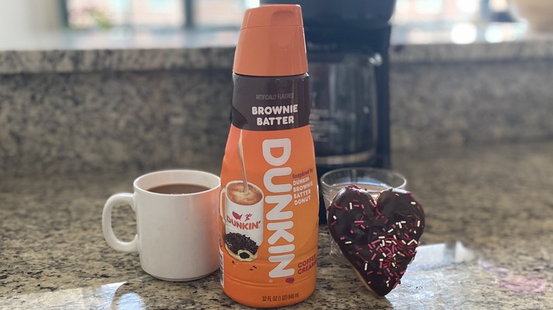 Brownie Batter Creamer with donut and coffee
