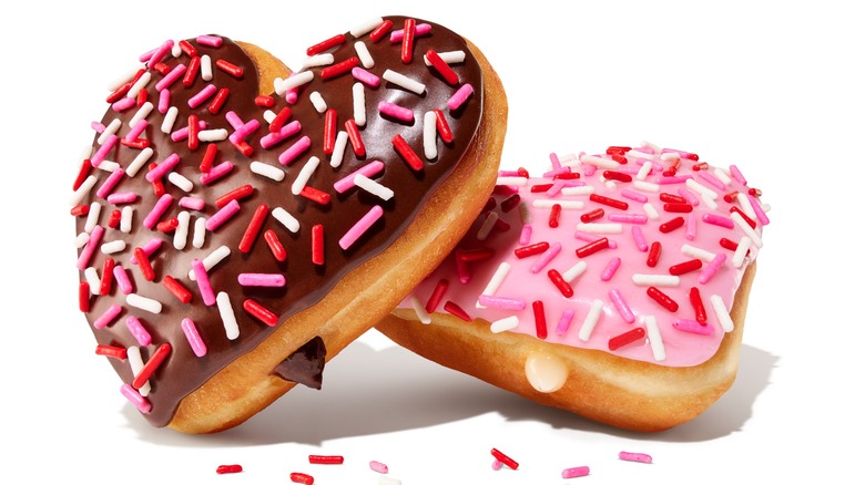 Dunkin's heart-shaped Cupid's Choice and Brownie Batter donuts.