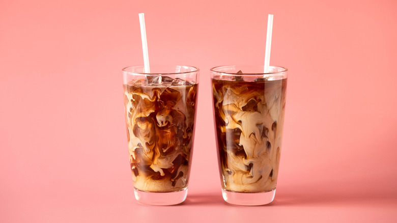 two glasses of iced coffee 