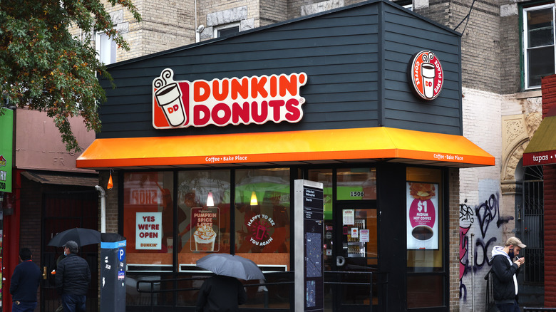 Shot of Dunkin' outlet during daytime