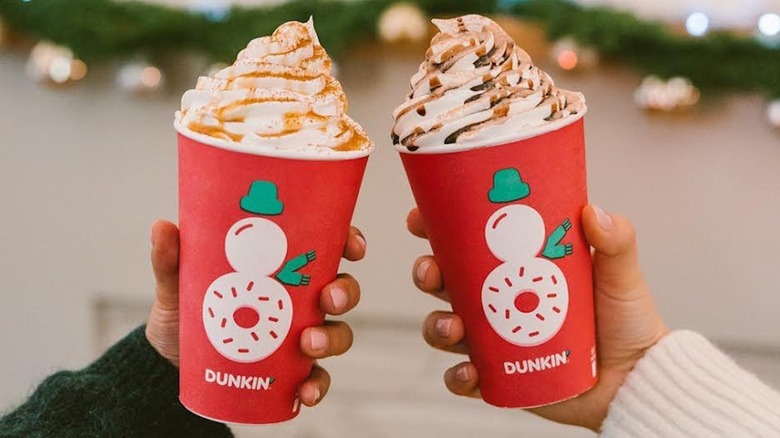 two dunkin holiday coffees
