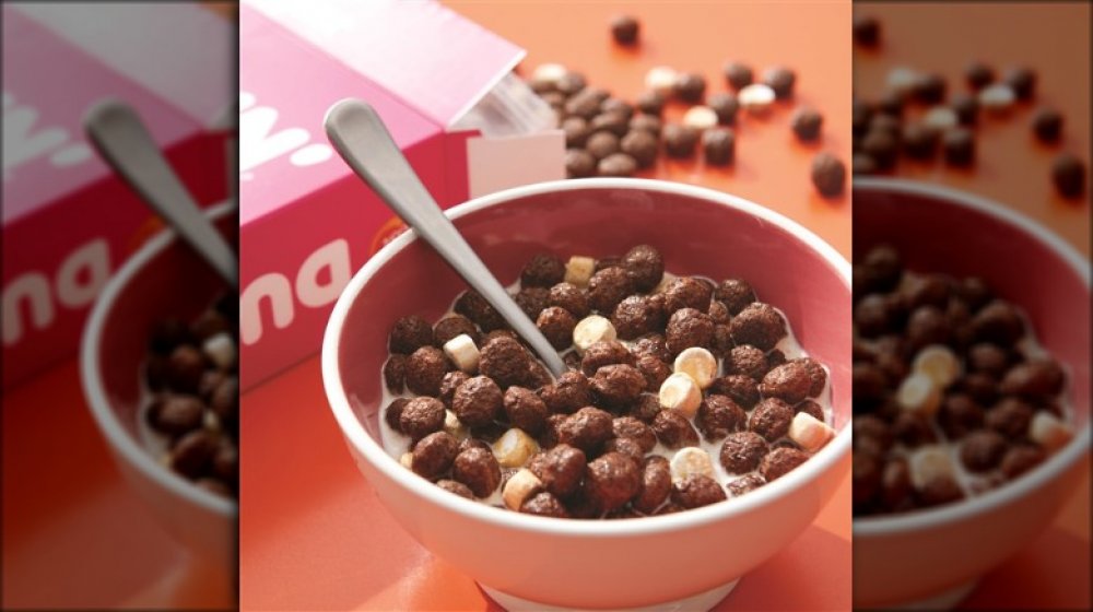 bowl of new Dunkin' caffeinated cereal