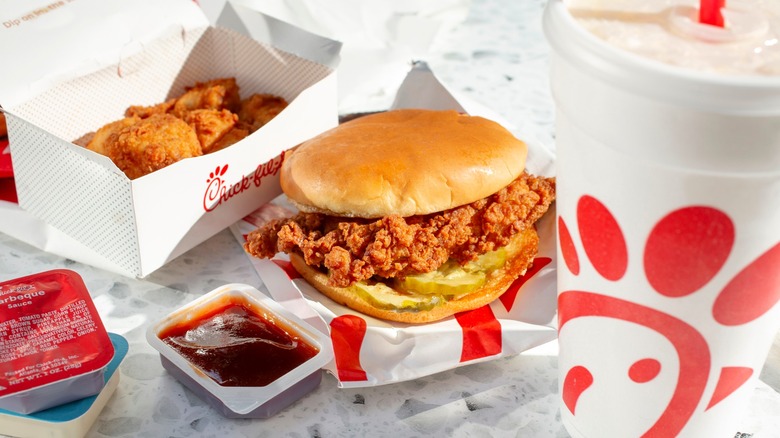 Assortment of food rewards that can be earned through Chick-fil-A's membership program
