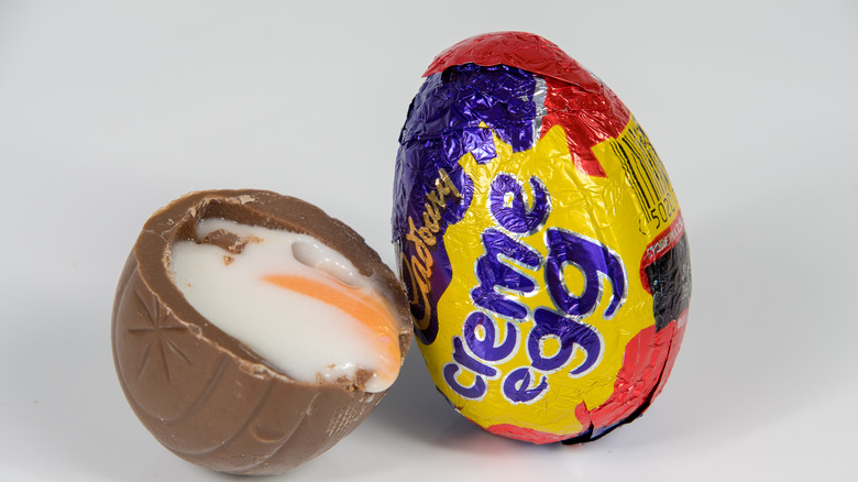 Cadbury creme egg cut open