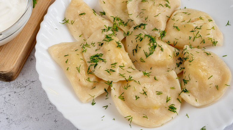 pierogi dumplings dill sour cream