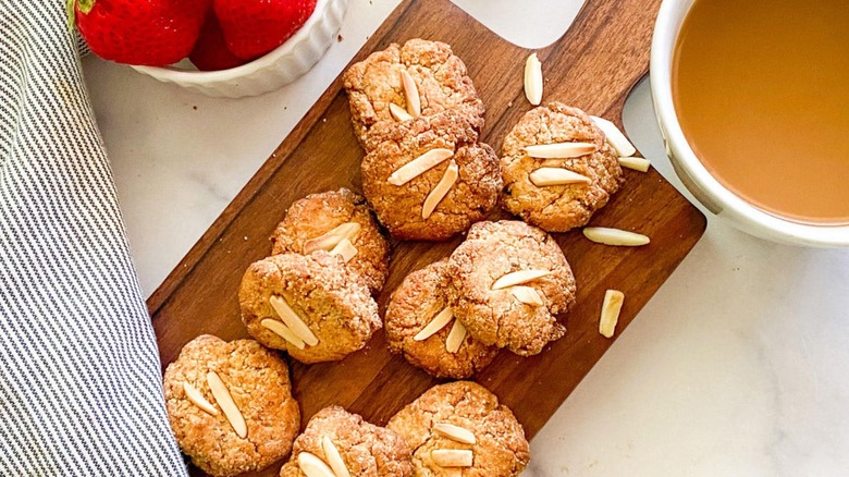 almond cookies on a plate 