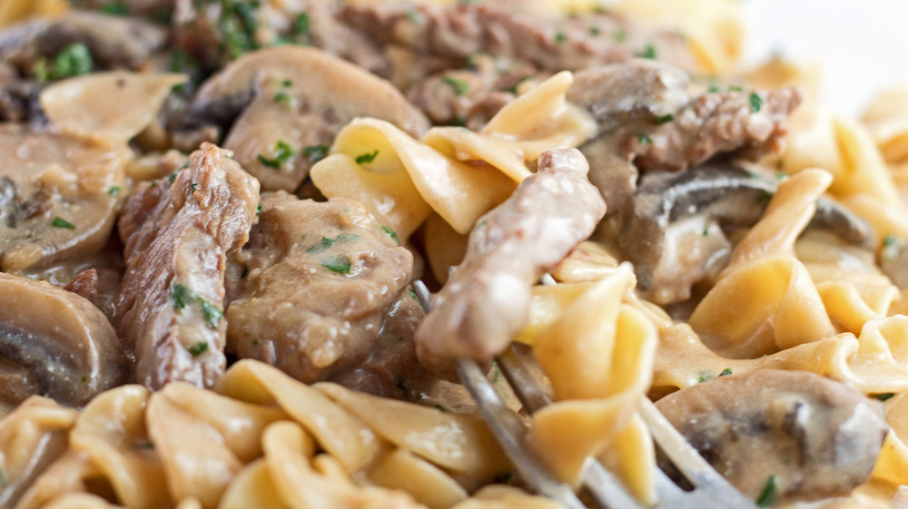 easy beef stroganoff served