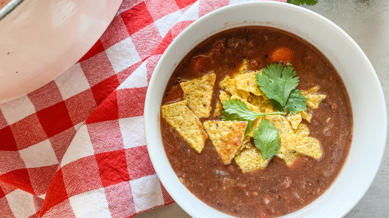 serving of black bean soup