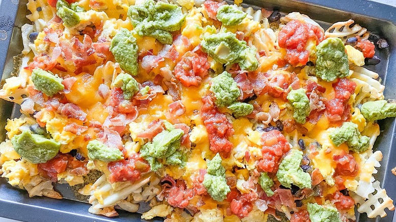 breakfast nachos on sheet pan