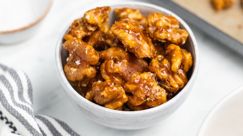 bowl of candied walnuts